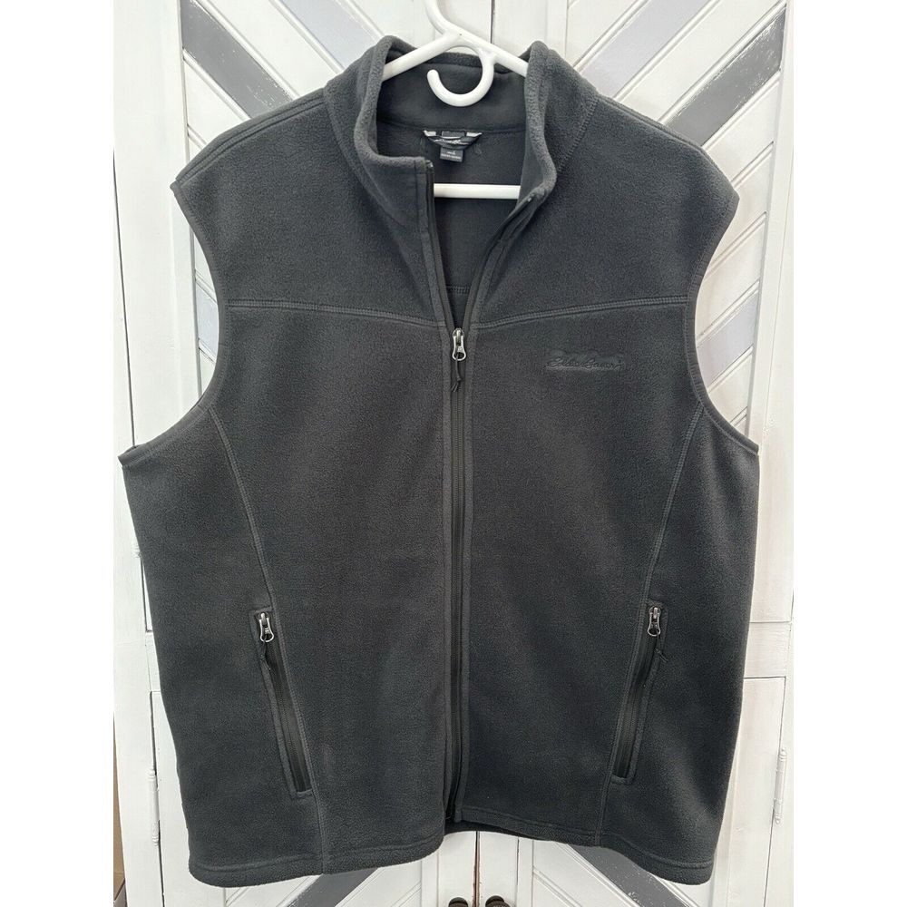 Eddie Bauer Men's Large Gray Polartec Fleece Full Zip Vest